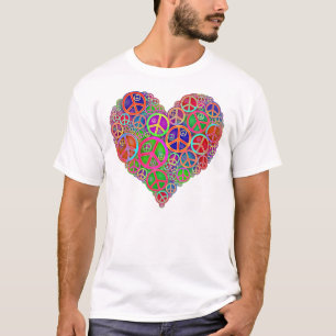 T-shirt Rétro coeur vintage de paix