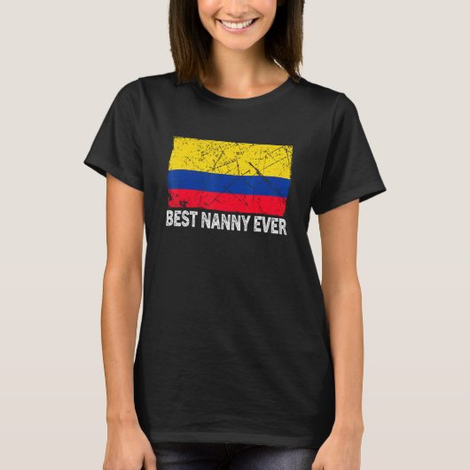 T-shirt Retro Colombie Drapeau meilleure nounou jamais fêt (Devant)