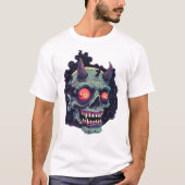 T-shirt Retro Comic Style Monster Skull (Devant)