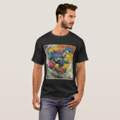 T-shirt Retro Comic T-Rex Skateboarding (Devant entier)