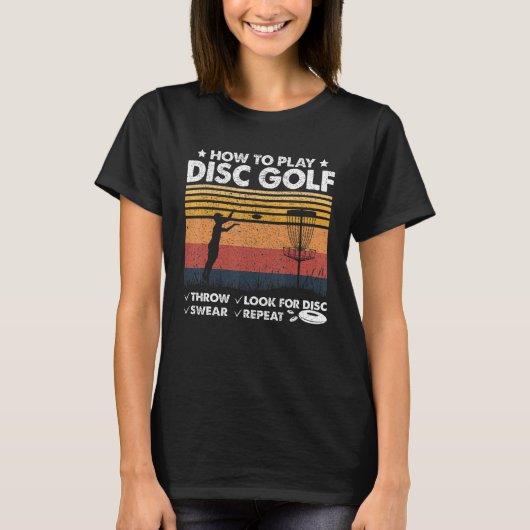 T-shirt Retro Comment Jouer Disc Golf Jeter Sweer Chercher (Devant)