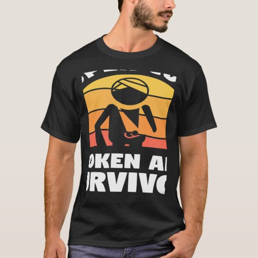 T-shirt Rétro Cool Broken Arm Survivant Bone Bone Blessure (Devant)