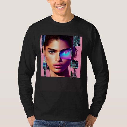 T-shirt Retro Cool Colorful Futuristic Tech Astronaut  Cha (Devant)