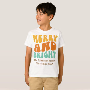 T-shirt Rétro Cool Joyeux et Lumineux Noël pour Garçon