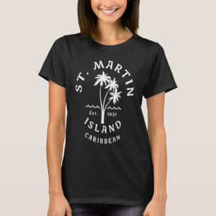 T-shirt Retro Cool St-Martin Île Caraïbes Palmier
