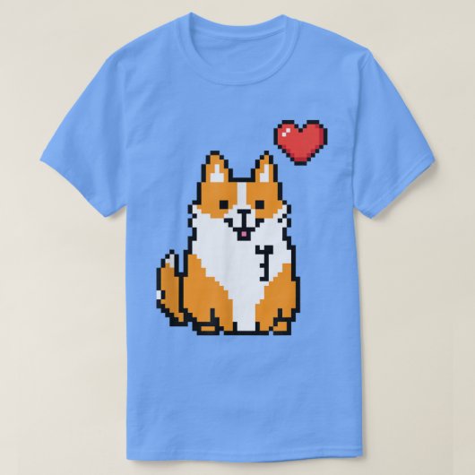 T-shirt Retro Corgi 8 bits Videogame Funny Gamers Pixelate (Design devant)