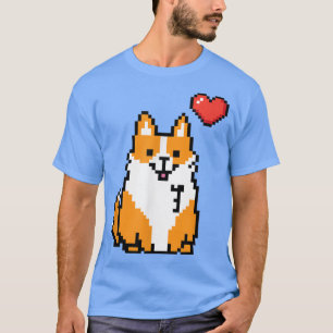 T-shirt Retro Corgi 8 bits Videogame Funny Gamers Pixelate