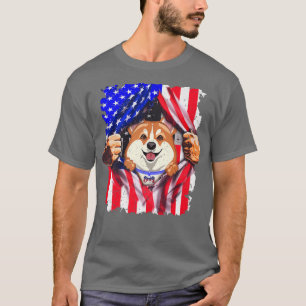 T-shirt Retro Corgi Chien 4 juillet nous drapeau Chien pat