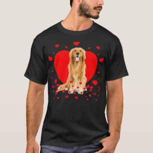 T-shirt Retro Correspondant Valentine Coeurs Golden Retrie