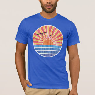 T-shirt Rétro coucher du soleil d'océan