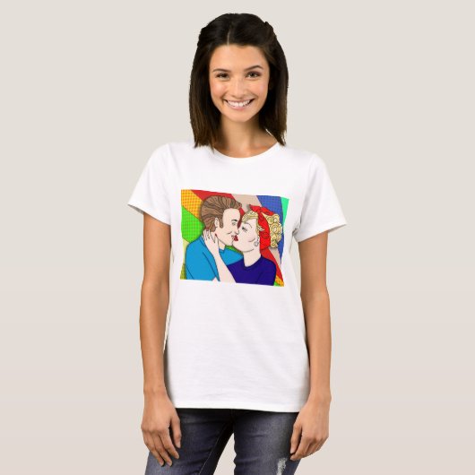 T-shirt Retro Couple Kissing, 1950's Pop Art (Devant entier)