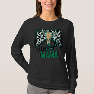 T-shirt Retro Cowhide Bull Skull Wranging Mama Western Co