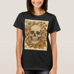 T-shirt Rétro crâne et marguerite Vintage Grunge