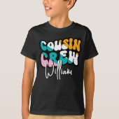 T-shirt Rétro Custom Cousin Crew Ajouter votre nom Noir (Devant)