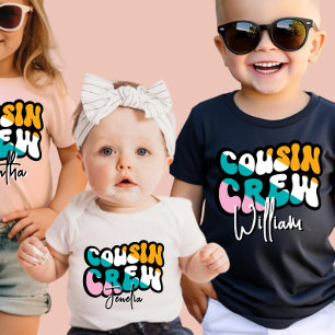 T-shirt Rétro Custom Cousin Crew Ajouter votre nom Noir