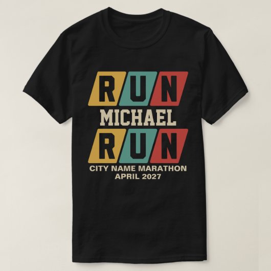T-shirt Retro Custom Name Marathon Support (Design devant)