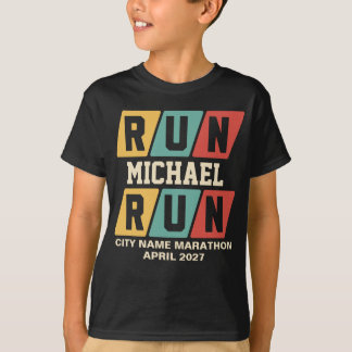 T-shirt Retro Custom Name Marathon Support Kids