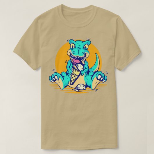 T-shirt Retro Cute Dinosaur Manger Crème De Glace (Design devant)
