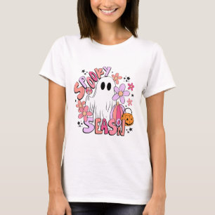 T-shirt Retro Cute Fantôme Saison Éffrayante Drôle Hallowe