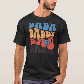 T-shirt Retro Dada Papa Papa Papa Bruh Happy Face Fête des