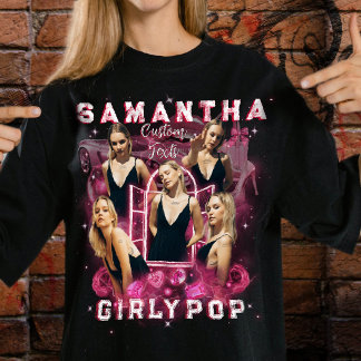 T-shirt rétro de rap illégal rose pour filles Ajou