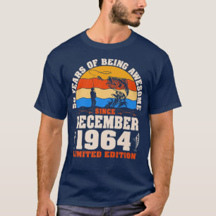 T-shirt Retro December 1964 58 Year Old Fishing Lover 58th