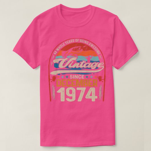 T-shirt Rétro Décembre 1974 48 Ans Amoureux de la pêche 48 (Design devant)