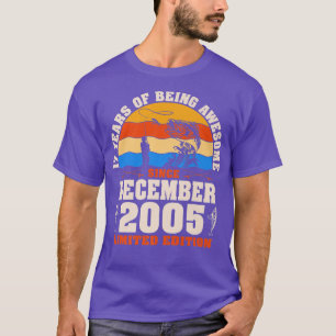 T-shirt Rétro Décembre 2005 17 Ans Amoureux de la pêche 17