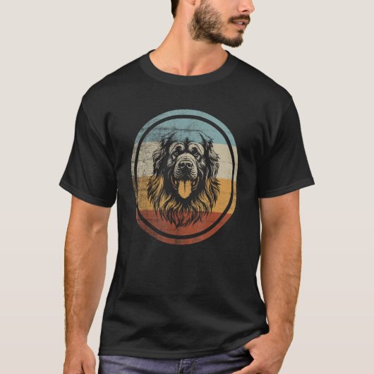 T-shirt Retro Design Leonberger Dog (Devant)