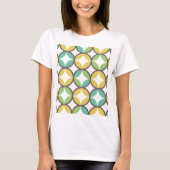 T-shirt Retro Diamond dans Circle Pattern Blue Green Gold (Devant)