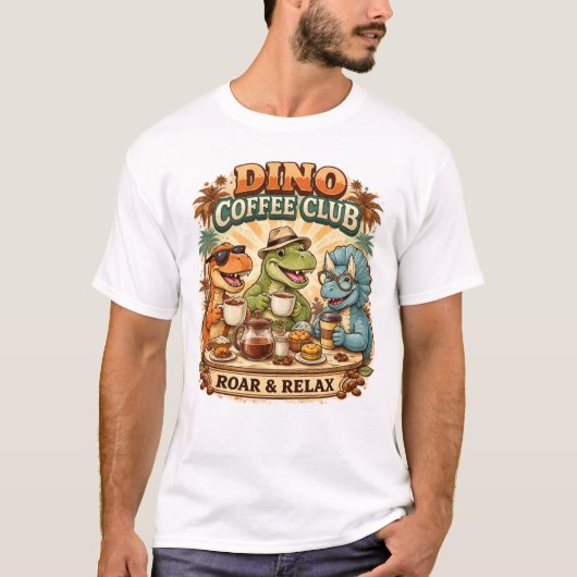 T-shirt Retro Dino Coffee Club (Devant)