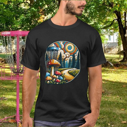 T-shirt Retro Disque Golf Psychedelic Ai Art