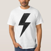 T-shirt Retro Distressed Bolt Lightning Black  (Devant)