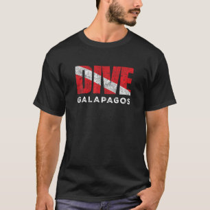 T-shirt Retro Dive Galapagos Plongeur Scuba Drapeau Vintag