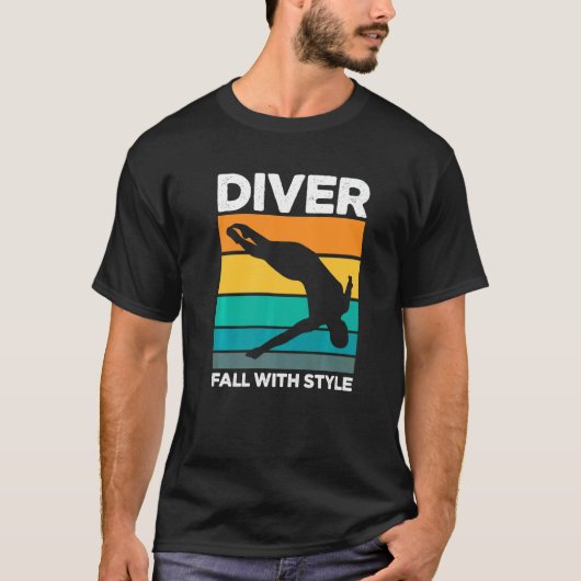 T-shirt Retro Diver Fall Avec Style Plongée Scuba Plongée (Devant)
