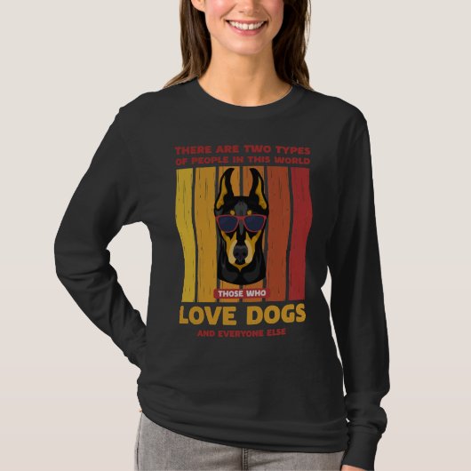 T-shirt Retro Doberman deux types de personnes (Devant)
