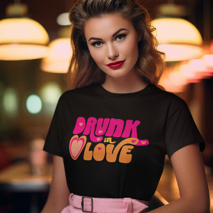 T-shirt Retro Drunk in Love Bride