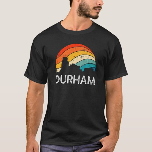 T-shirt Rétro Durham Skyline Vintage Urban Skyscraper (Devant)