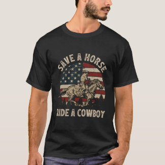 T-shirt Rétro Économisez Une Promenade À Cheval Un Cowboy