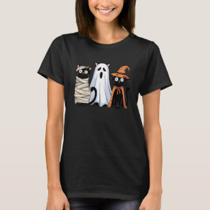 T-shirt Rétro effrayant Halloween Trois chats noirs Mummy 