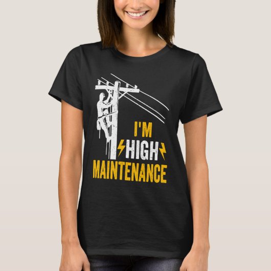 T-shirt Retro Electrician Lineman Journeyman I'm High Main (Devant)