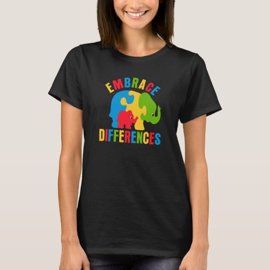 T-shirt Rétro Embrace Différences Hommes Femmes Elephant A (Devant)