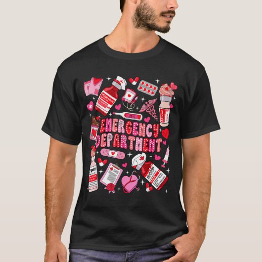 T-shirt Retro Emergency Department Ed Er Nurse Valentines (Devant)