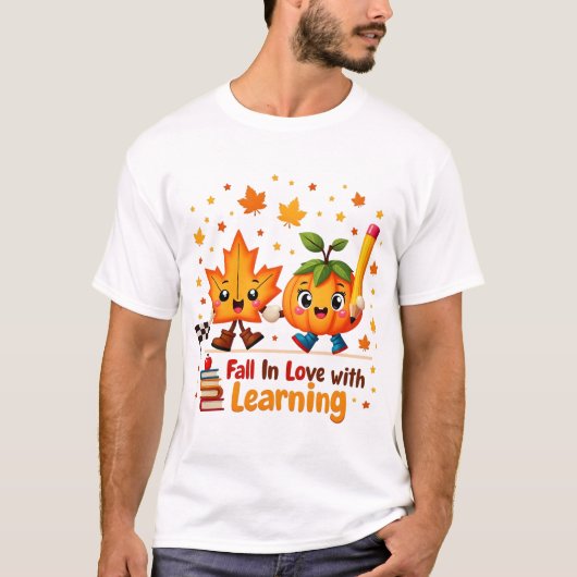 T-shirt Retro Enseignant Automne Png, Tomber dans l'amour (Devant)