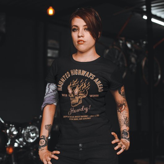 T-shirt Rétro esthétique Burning Typographie du crâne Wild