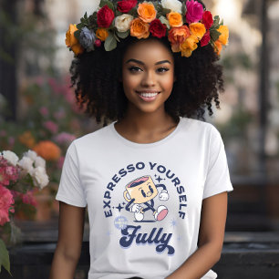 T-shirt Retro Expresso Yourself entièrement bleu et jaune