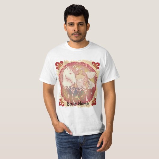 T-shirt Retro Fairy et Unicorn (Devant entier)