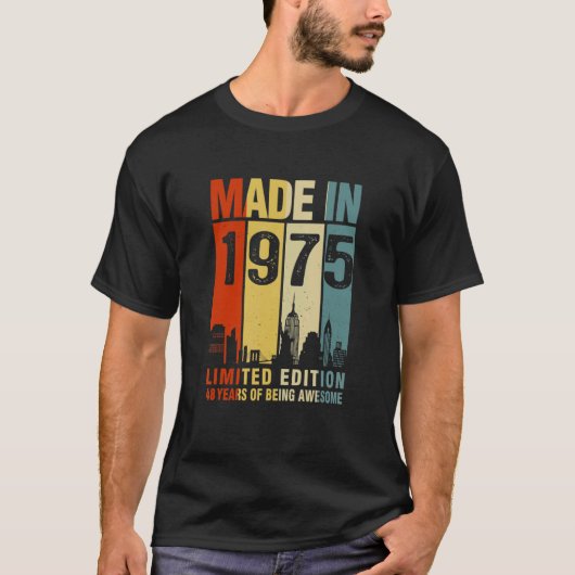 T-shirt Rétro Fait En 1975 48 Ans D'Être Étonnant (Devant)