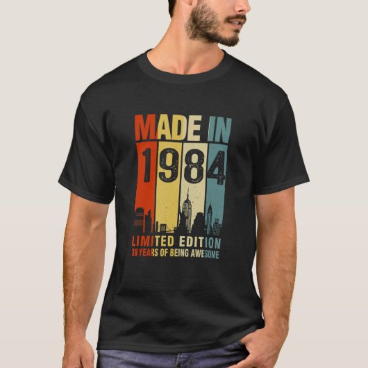 T-shirt Rétro Fait En 1984 39 Ans D'Être Étonnant (Devant)