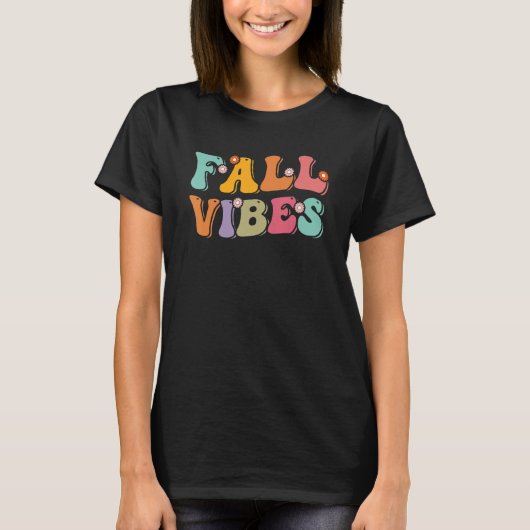 T-shirt Retro Fall Vibes Floral Cozy Season Autumn Thanksg (Devant)